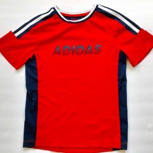 Adidas Boys T-Shirt Red Blue Climacool Active Short Sleeve Size 5